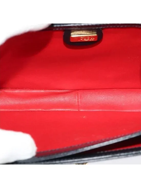 Authentic GUCCI Shoulder Bag Leather Navy Gold - Picture 2 of 16